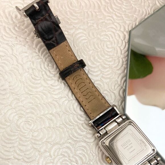 Vintage Ecclissi Sterling Silver Watch with Turquoise Dial and Gold-tone Accents - Picture 12 of 15